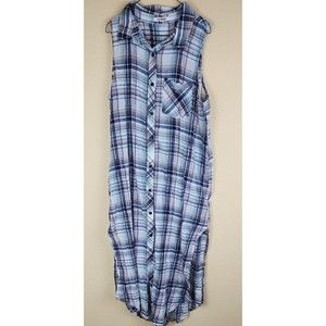 Plaid Buttonup Shirt‎ Dress y2k lounge travel casual flowy split sides